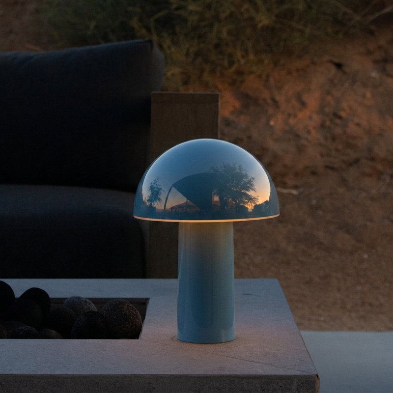 Lampe de table à DEL portative à champignon 3 "à 3 voies Argent et rechargeable Argent Celia, Bleu