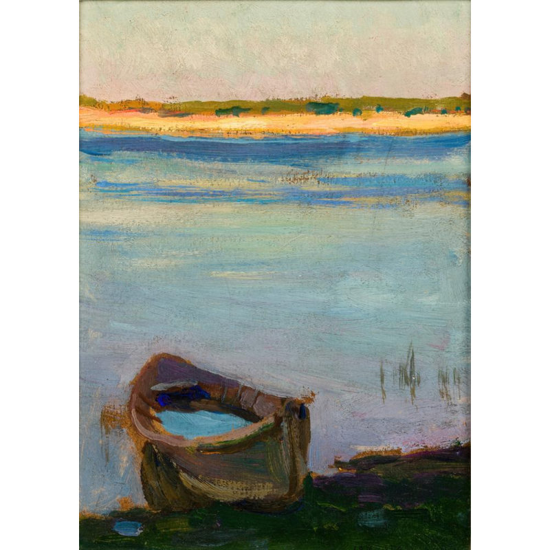 "Petit bateau sur la rivière" par Jan Stanislawski - Art mural sur toile tendue avec châssis, H 24 po x l 17 po