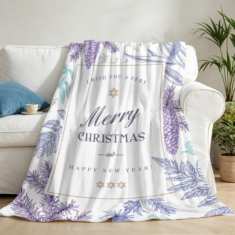 Jeté transparent en flanelle molletonnée ultra douce, impression de recto de voeux de Noël, Jeté 50 po x 60 po