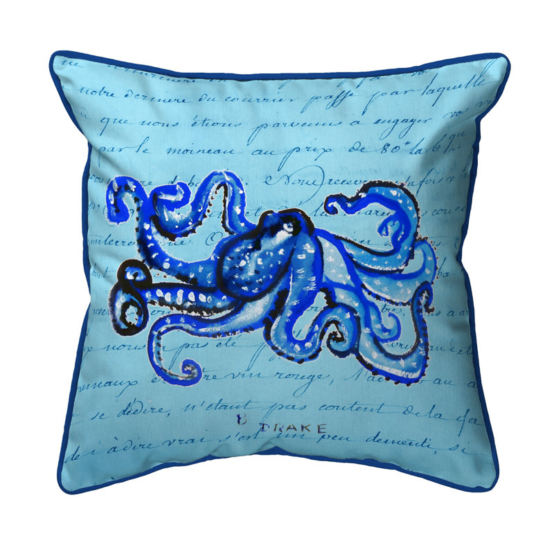 Housse et insert de coussin carré extérieur Script Octopus, Grand