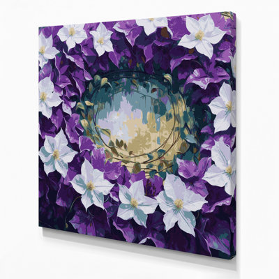Botanical Clematis Purple Canvas Wall Art