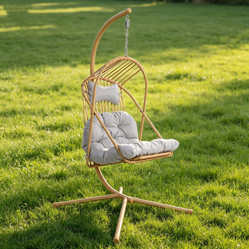 Fauteuil à œufs suspendu pour patio avec support, Yellow
