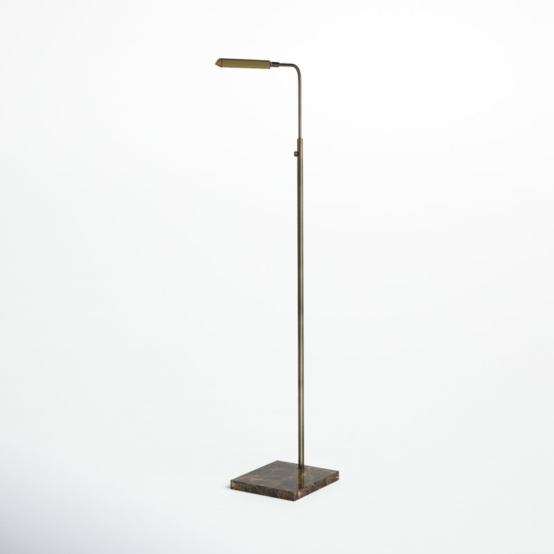 Antique Brass and Brown Marble LED Task Floor Lamp