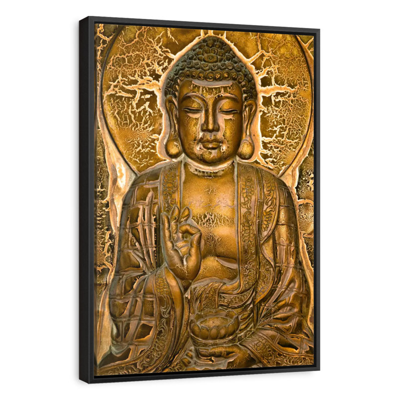 Buddha Mural, Floating Frame Black, 27" X 40"