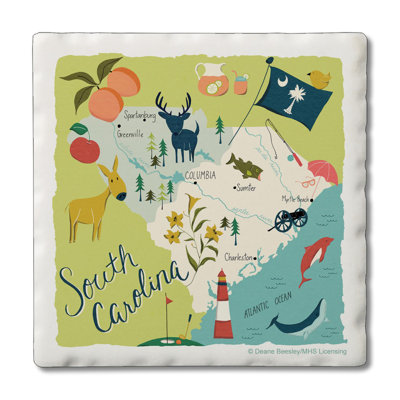 South Carolina Home 4 Piece Tumbled Tile Coasters