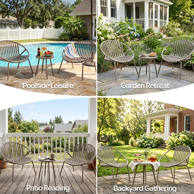 Ensemble de mobilier de patio, ensemble de conversation 3 pièces en résine tressée avec table et 2 chaises en résine, ensemble de conversation pour le jardin