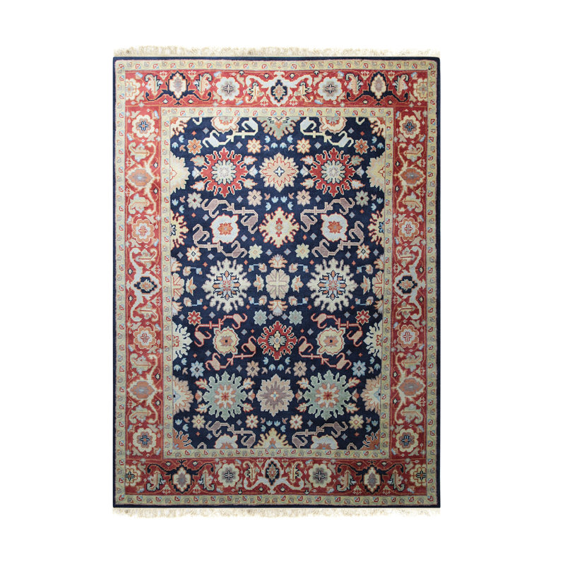 Lympsham Navy Hand Knotted Wool Classic Traditional Area Rug