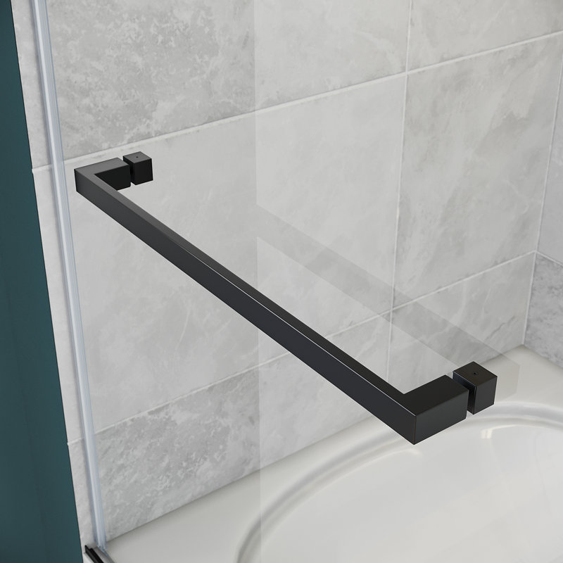 Porte de baignoire coulissante sans cadre l 56 "- H 60" x H 66 ", Noir mat