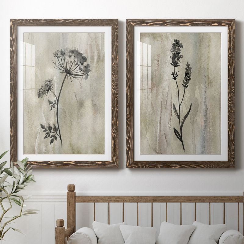 Sumi-e Silhouette I - ensemble de 2 reproductions, Toile avec cadre érable, H 37,5 po x l 27,5 po x P 1 po