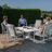 Faiha 6 Seat Rectangular Aluminium Dining Set - with Rising Table - White
