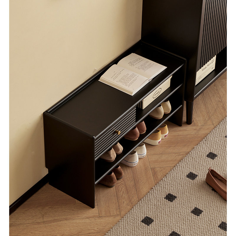 Banc de rangement pour chaussures moderne en bois massif double