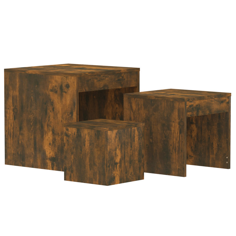 Gnesis Nesting Tables 3 pcs Engineered Wood, Smoked Oak, Smoked Oak
