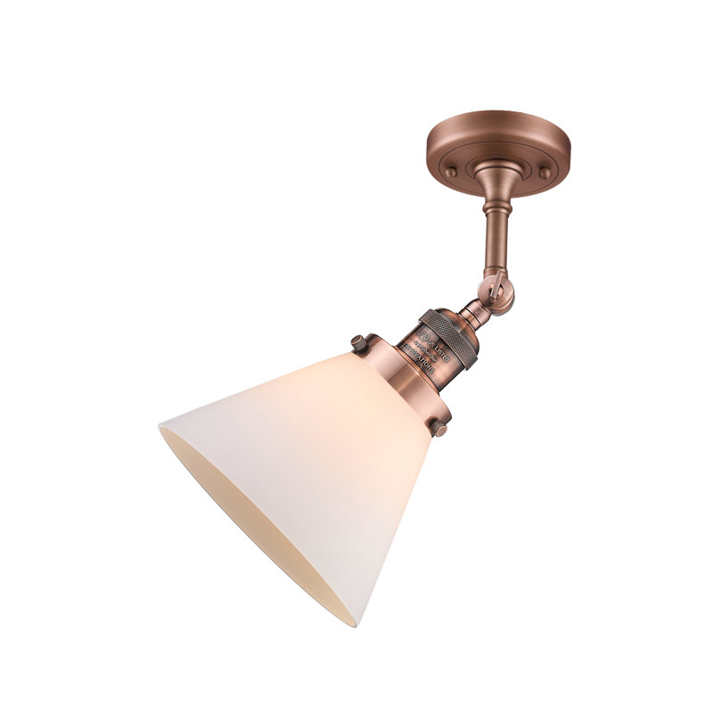 Parkstone Armed Sconce, Matte White Cased, 10" H x 8" W x 9" D , Antique Copper