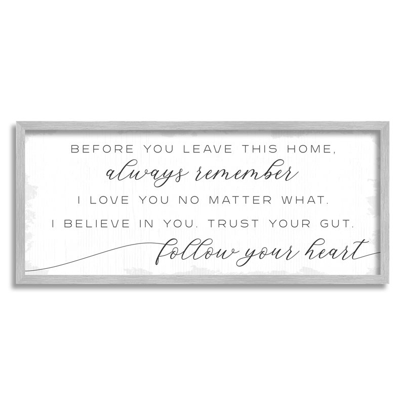"Trust Your Gut Follow Heart", H 13 po x l 30 po x P 1,5 po, Estampe numérique Farmhouse