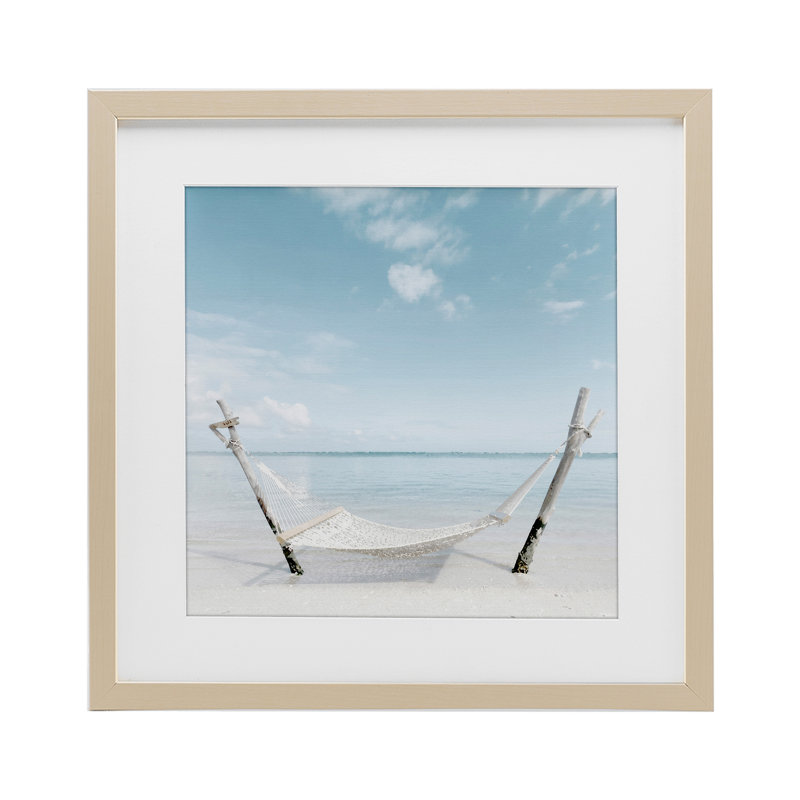 Rustic Hammock Beach Coast, reproduction encadrée sous verre, design par Noah Bay, Cadre de récolte en pin, 16" H x 16" W