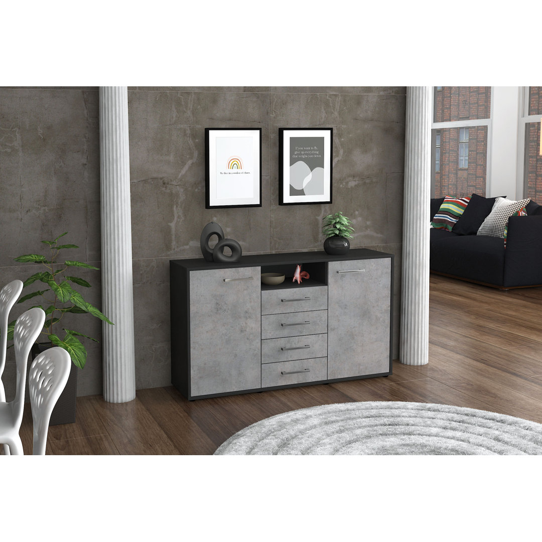 Sideboard Donnice (136 x 79 x 35 cm), einschließlich Metallgriffe