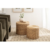 Two-Piece Rattan Side Table Set