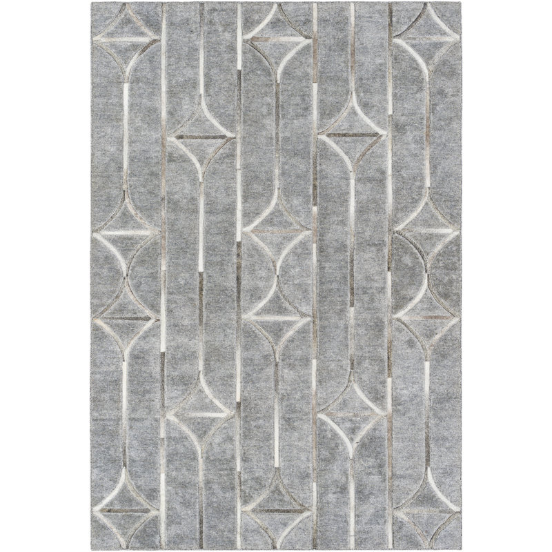 Tapis gris à motif géométrique Nalder, Rectangle de 10 pi x 14 pi