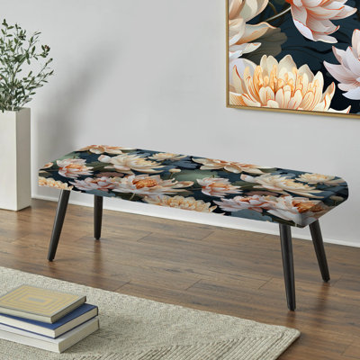 Banc rembourré noir Lotus Serenity - Oriental