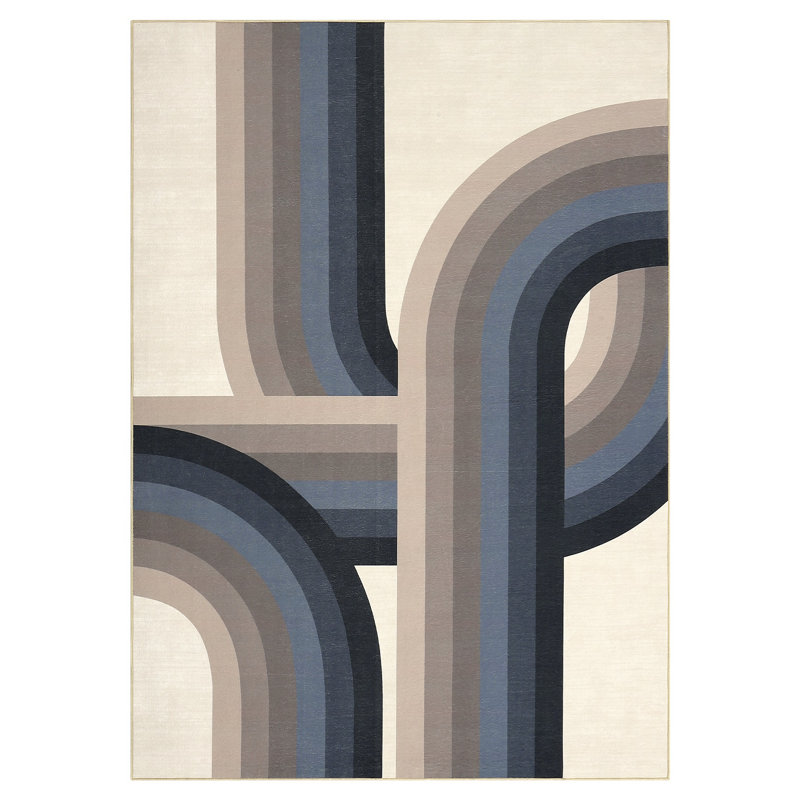 Moderen Machine Washable Rug with Rubber Backing for Living Room Abstract Non-Slip Area Rug Indoor Carpet Non-Shedding Rug for Bedroom Dining Room Hallway Kitchen Office Playroom Nursery