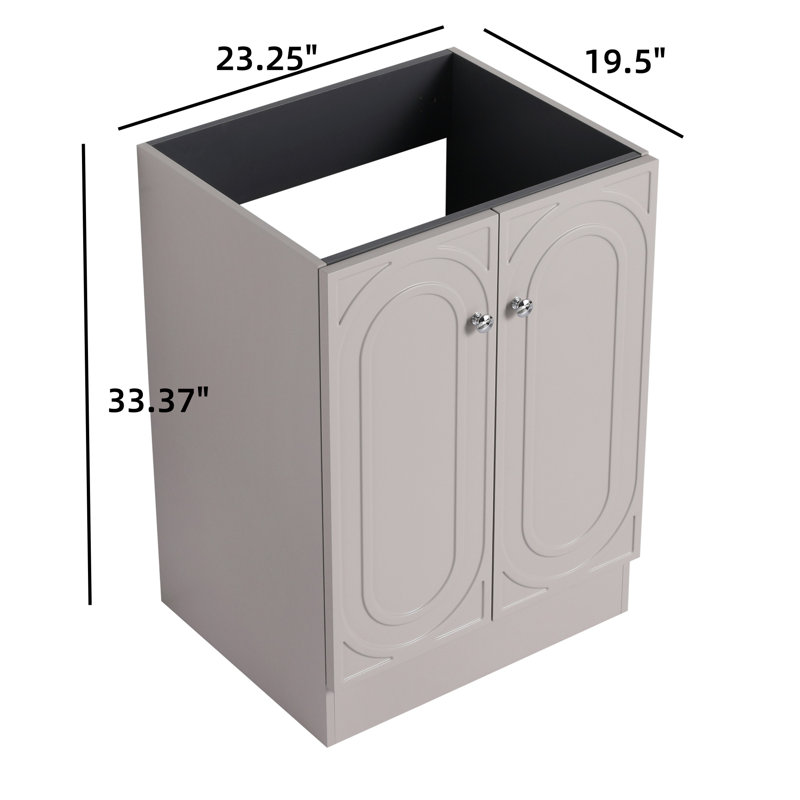 Meuble-lavabo autoportant de 24 po et 2 portes d'armoire à fermeture de coussin sans lavabo
