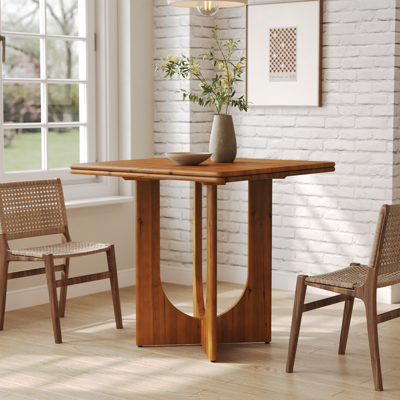 31.5" Small Square Dining Table, Solid Wood Kitchen Table for 2-4 People, Light Brown