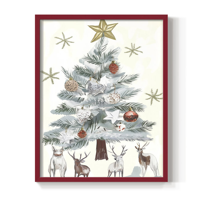 «Christmas Holiday Art» CECXI, reproduction d'art encadrée - bois massif, H 15 po x l 12 po, Rouge