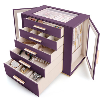 Faux Leather Jewelry Armoire