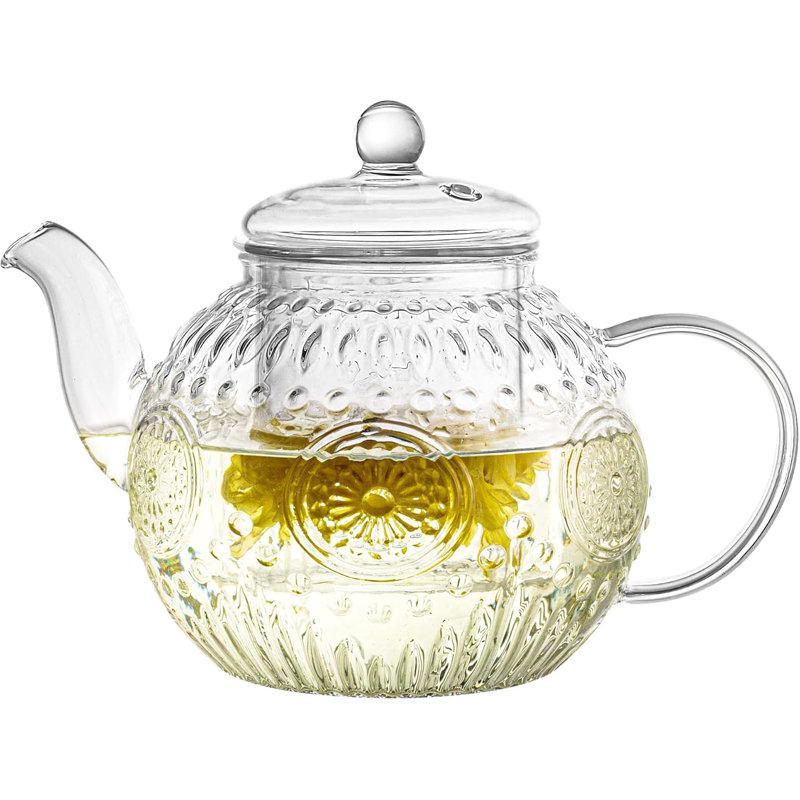 Théière en verre, bouilloire avec infuseur amovible 32 oz / 1000 ml