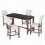 Ensemble de table de salle à manger 5 pièces à hauteur de comptoir, table de bar en faux marbre et 4 chaises rembourrées, ensemble de salle à manger pour salle à manger, cuisine de pub-409591443