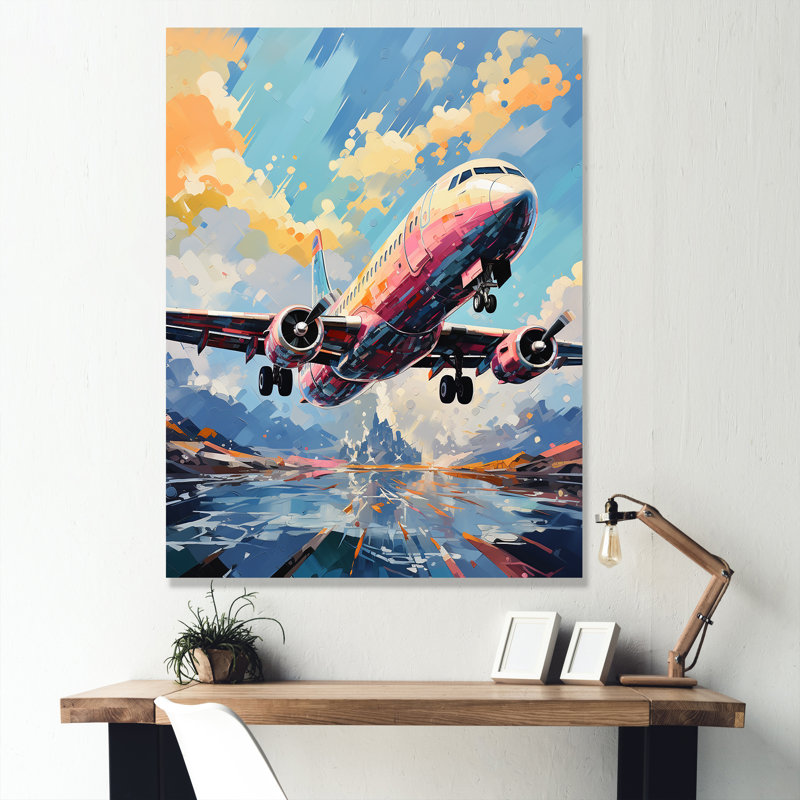 Pop Art Skyward Bound Plane, H 40 po x l 30 po x P 1,5 po, Toile tendue
