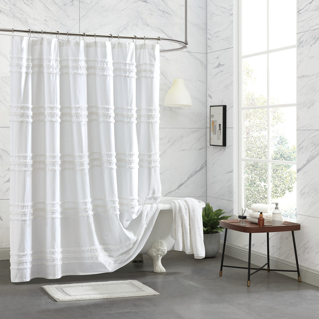 Chenille Stripe Cotton Single Shower Curtain DKNY