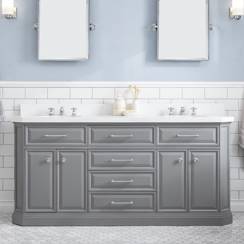 Palace 72'' W Double Vanity, Cashmere Gray, Polished Chrome