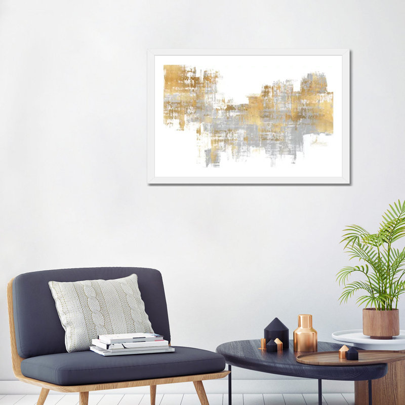 Reproduction d’art sur fond gris I par Alex Wise, Papier encadré blanc, Blanc, H 24 po x l 32 po x P 1 po