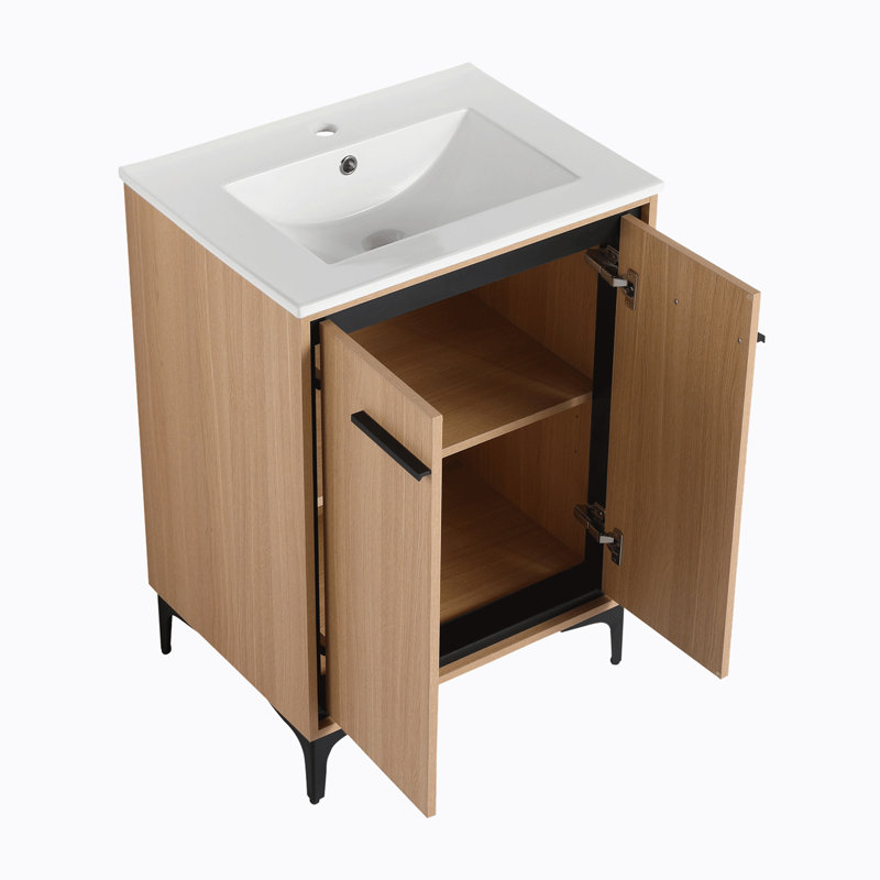 Meuble-lavabo simple avec plateau en céramique 24,02 po Wangler