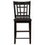Ensemble de salle à manger avec table ronde extensible, tabourets noirs et piètement central, rangements ouverts et fermés, forme ovale, finition soignée, pour une utilisation pratique.