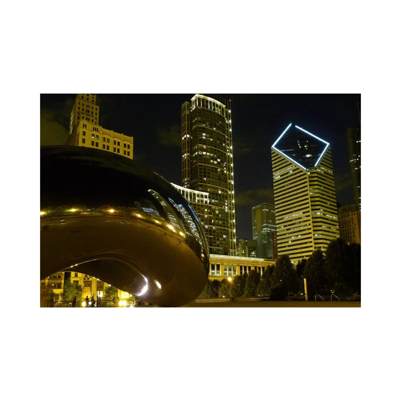 Chicago Cloud Gate Aka The Bean Cityscape - Wrapped Canvas Print, 152.5 cm H x 101.5 cm W