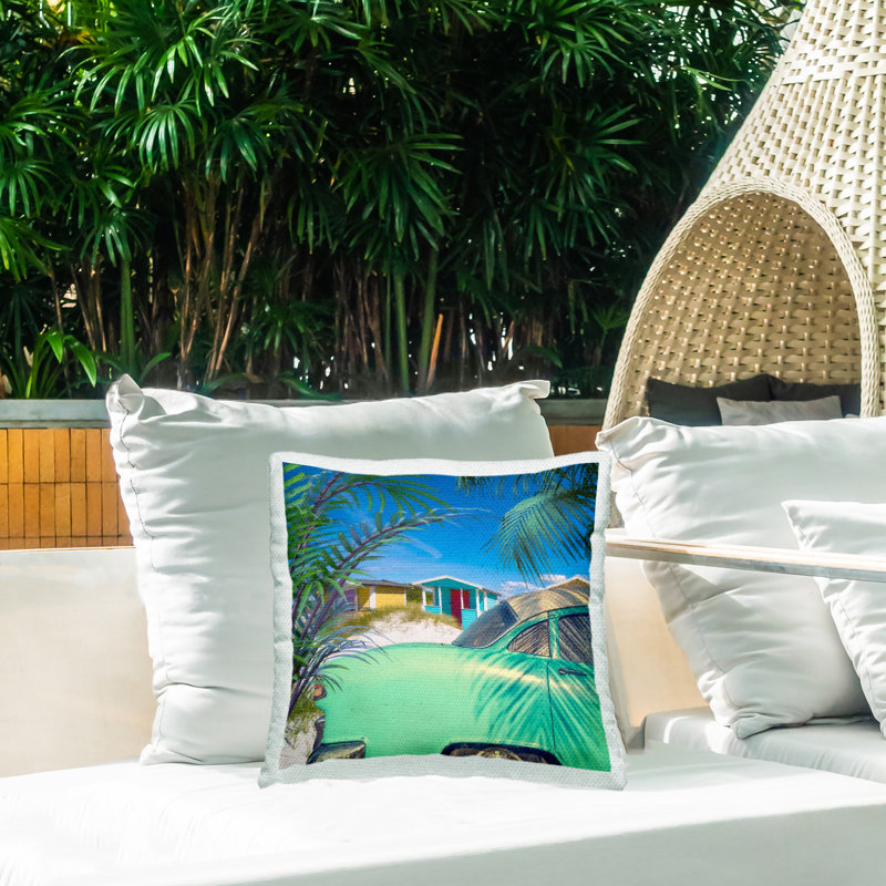 Coussin d'extérieur imprimé Tropical Beach