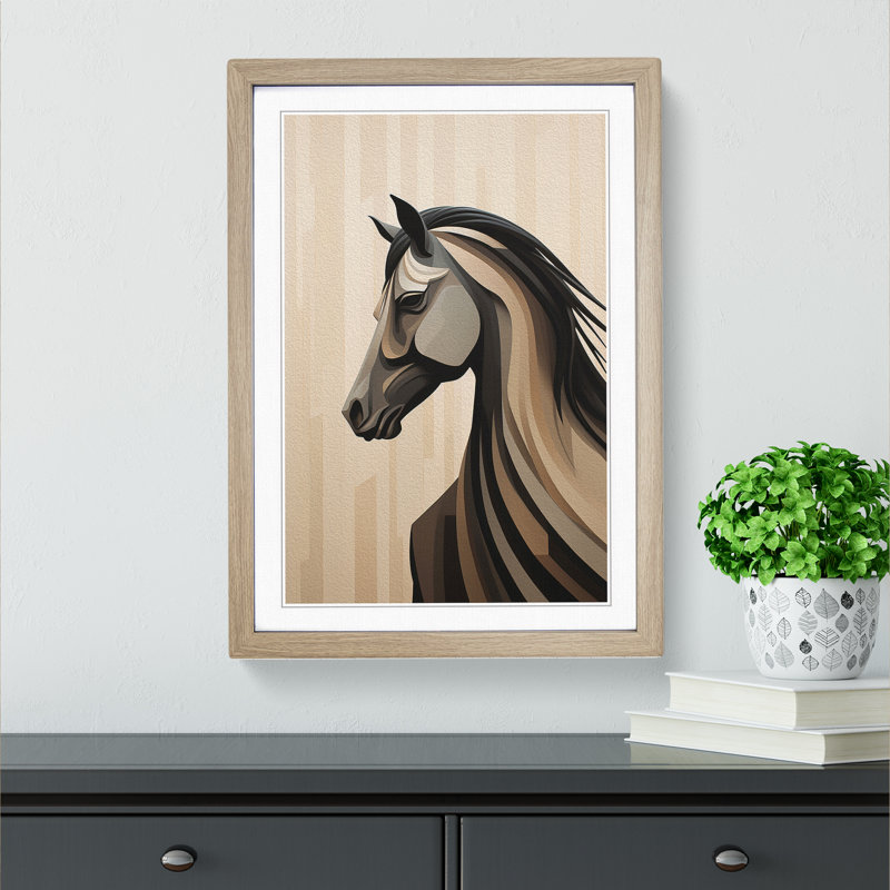Horse Minimalism No.2 - Framed Print, 34cm H x 25cm W x 2cm D, Oak Framed
