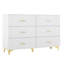 Commode 6 tiroirs avec poignées dorées et pieds en métal, espace de rangement profond, commode moderne