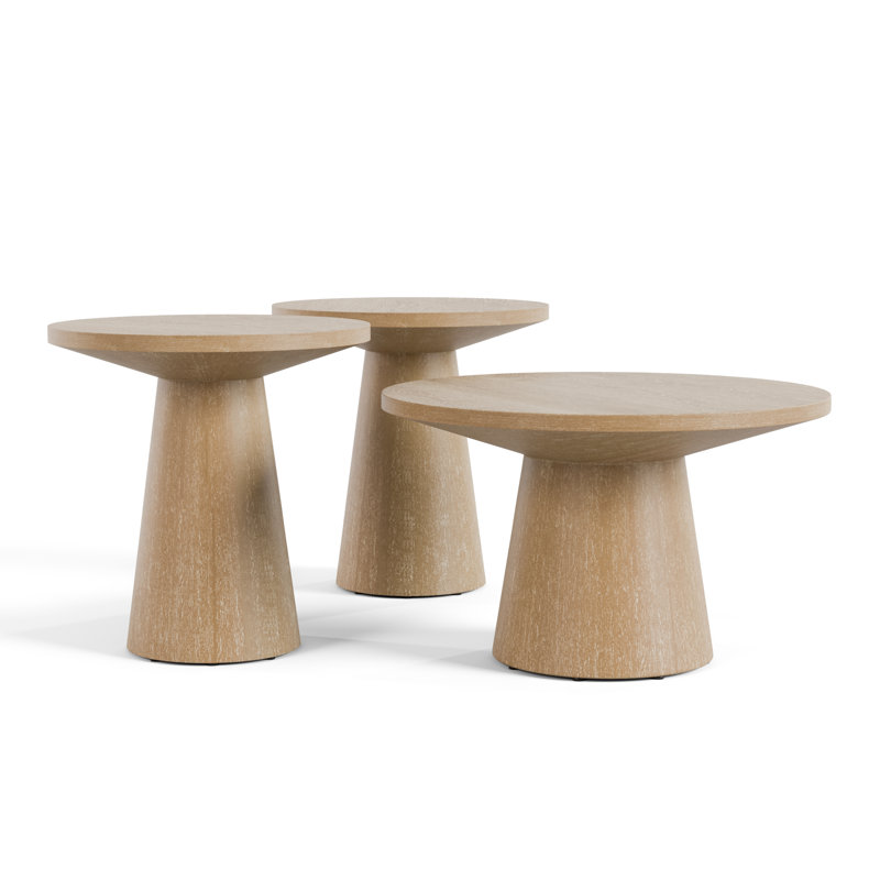 Ensemble de tables basses Oldbury, 3 pièces: 2 tables de bout, table basse, Bois de chêne
