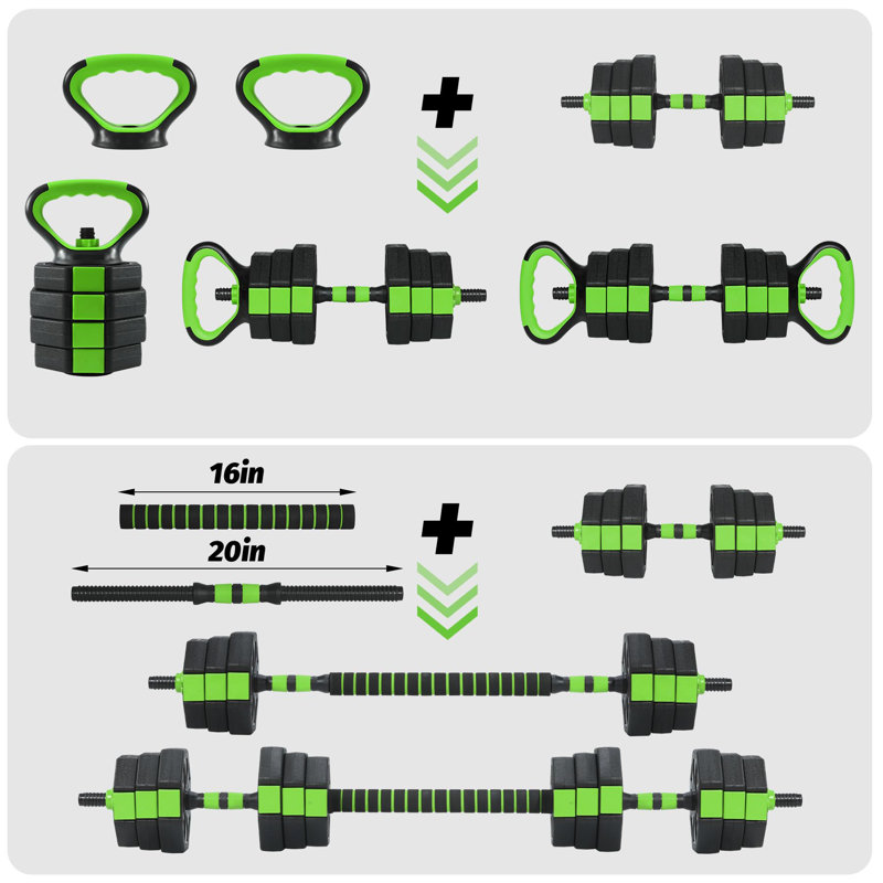 3 in-1 Octagonal Adjustable Dumbbell Set, 88 LBS Free Weights Dumbbells