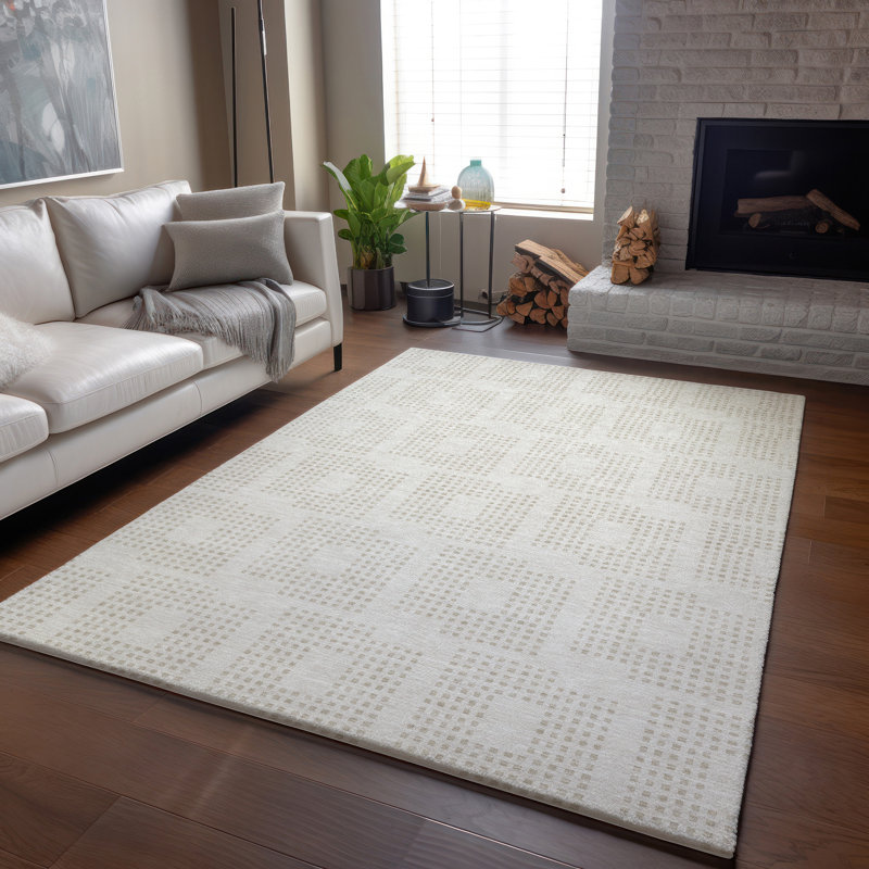 Premium Machine Washable Prisco Ivory Rug, Rectangle 10' x 14'