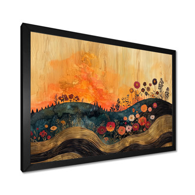 «Brighouse Orange Summer Wildflowers Flowers Field I», art mural fleurs sauvages
