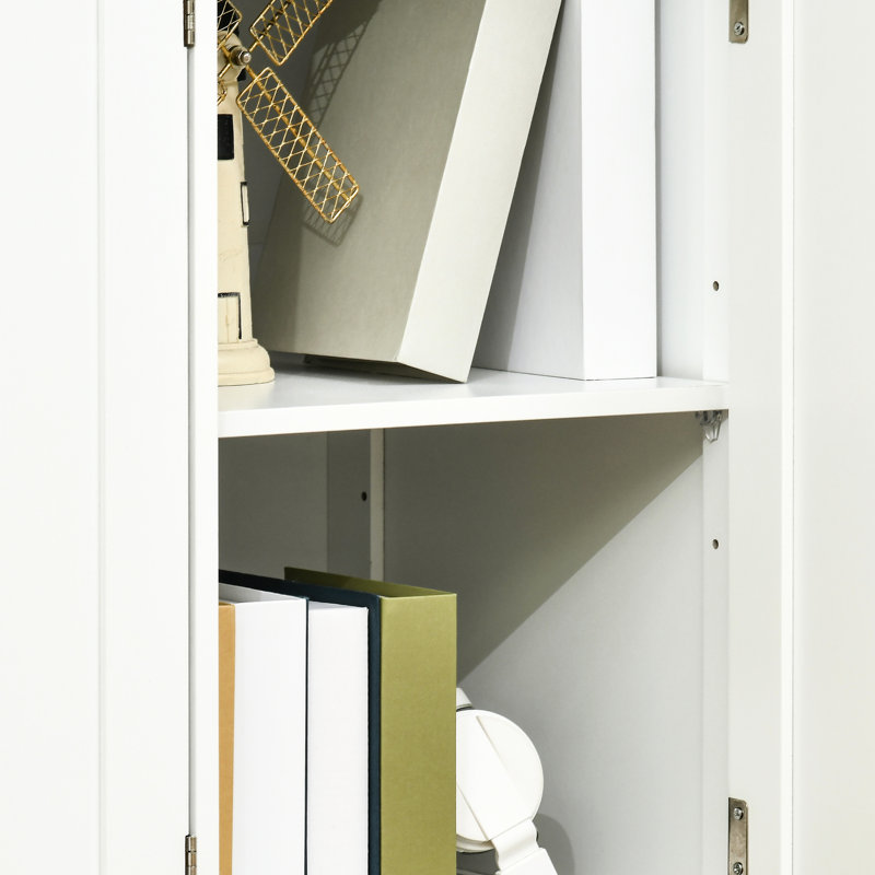 White Kitchen Sideboard Cabinet - With Solid Wood Countertop, 3 Drawers, Doors, Adjustable Shelf Storage And