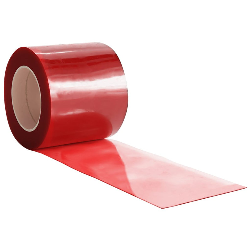 Plastic Sheer Door Curtain Single Panel, Width 20 x Drop 500 cm, Red