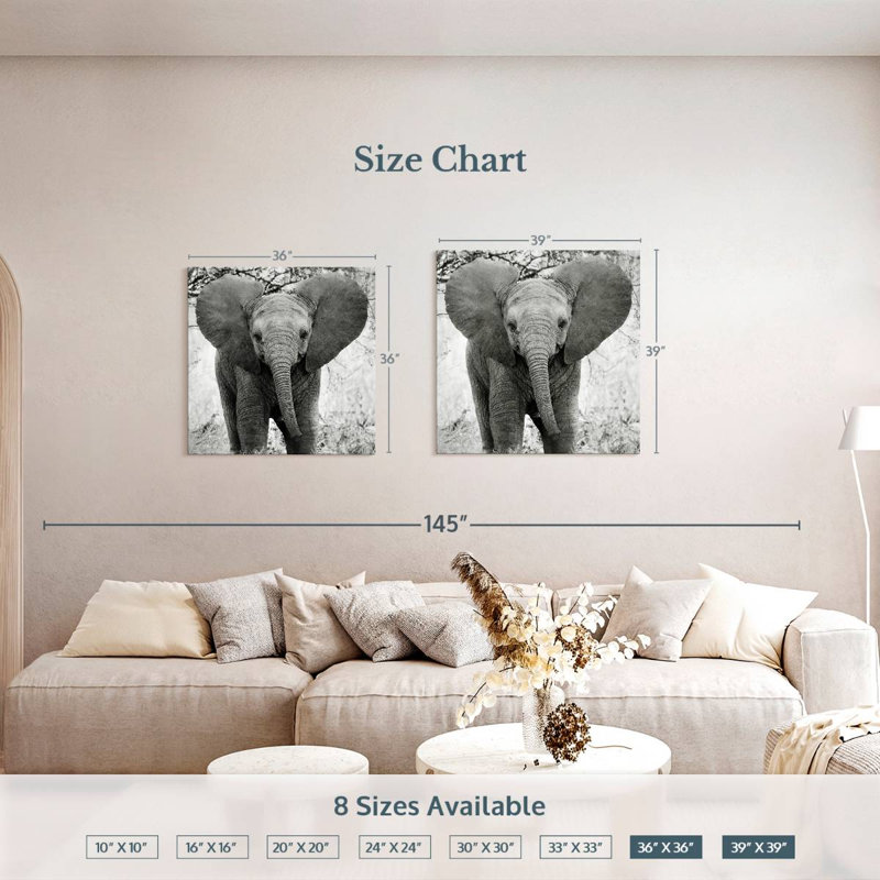 Brampt Funny Eared African Elephant, 36" H x 36" W