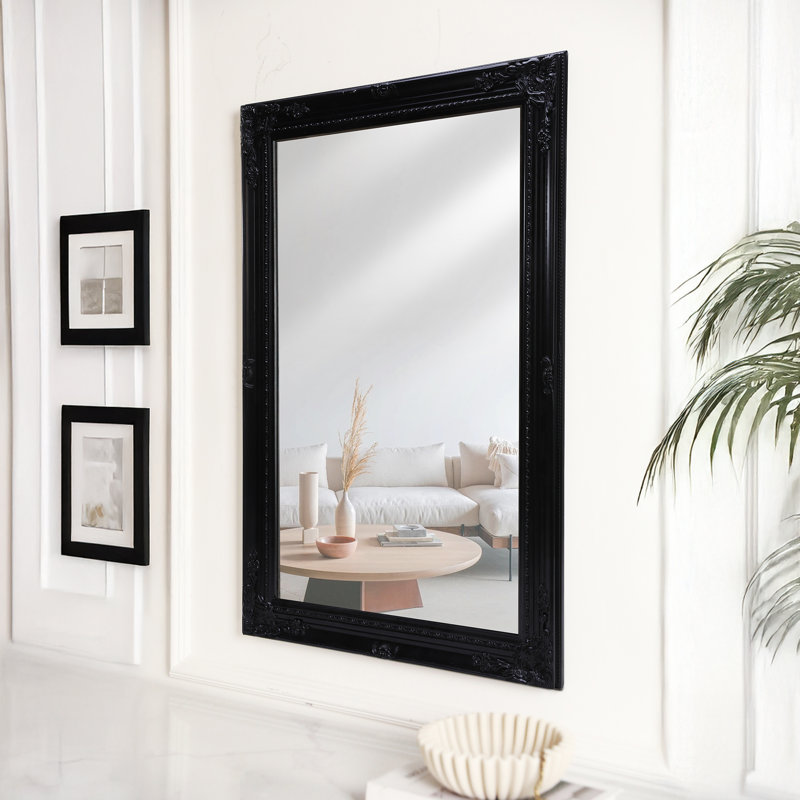 Miroir mural en bois pour salle de bain, Noir