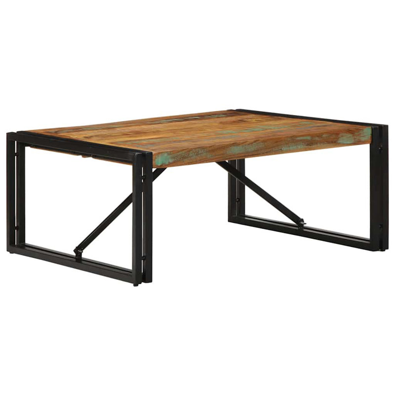 Coffee Table Solid Wood Acacia, Multicolour, 35cm H x 80cm W x 80cm D
