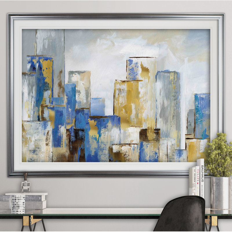 City Blues I - reproduction de cadre photo, H 24 po x l 32 po x P 1,5 po, Argent